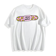 Jesus Heals Christian Based Cotton T-Shirt in White