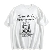 Thomas Jefferson 1776 USA History Patriotic 4th of July Cotton T-Shirt in White