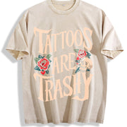 Tattoos Are Trashy Vintage Washed T-Shirt in Beige