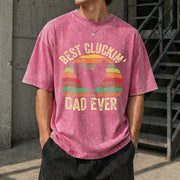 Best Cluckin Dad Ever Vintage Washed T-Shirt in Red