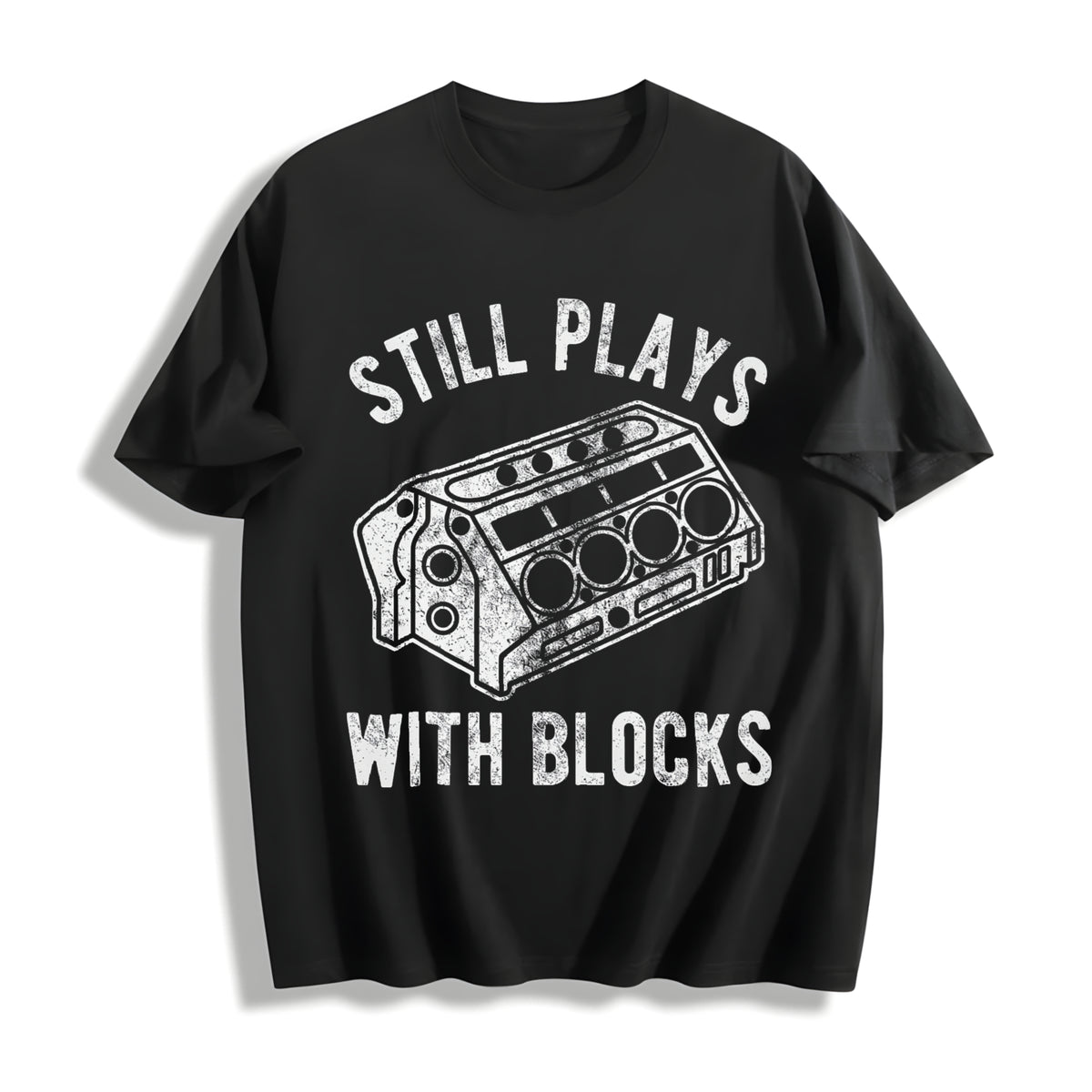 Still Plays with Blocks Car Mechanic Racing Garage Classic Cotton T-Shirt in Black