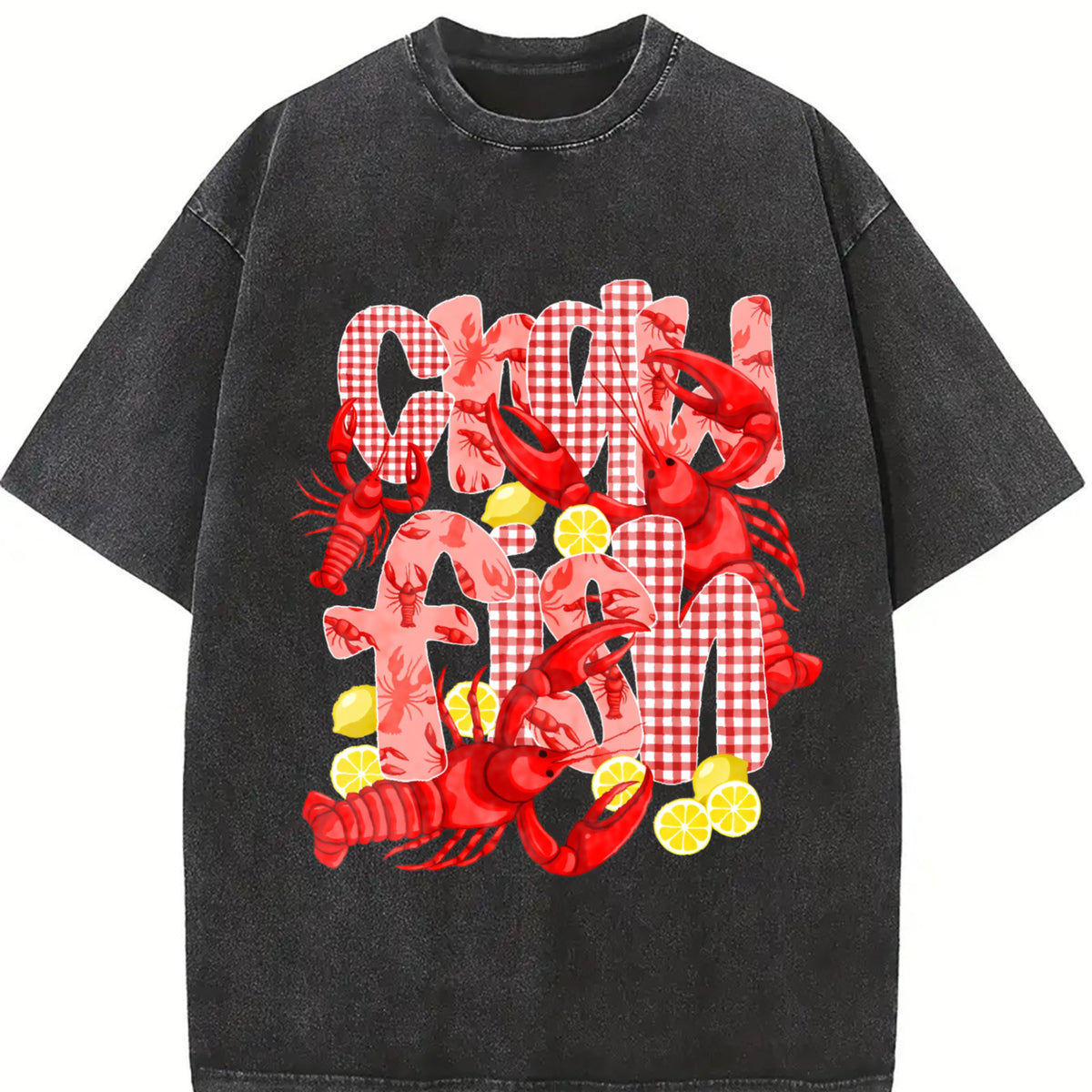 Crawfish Boil Vintage Washed T-Shirt in Black
