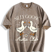 Auntie Aunt Silly Goose Mother’s Day Silly Goose Auntie vintage washed oversized T-shirt in Brown