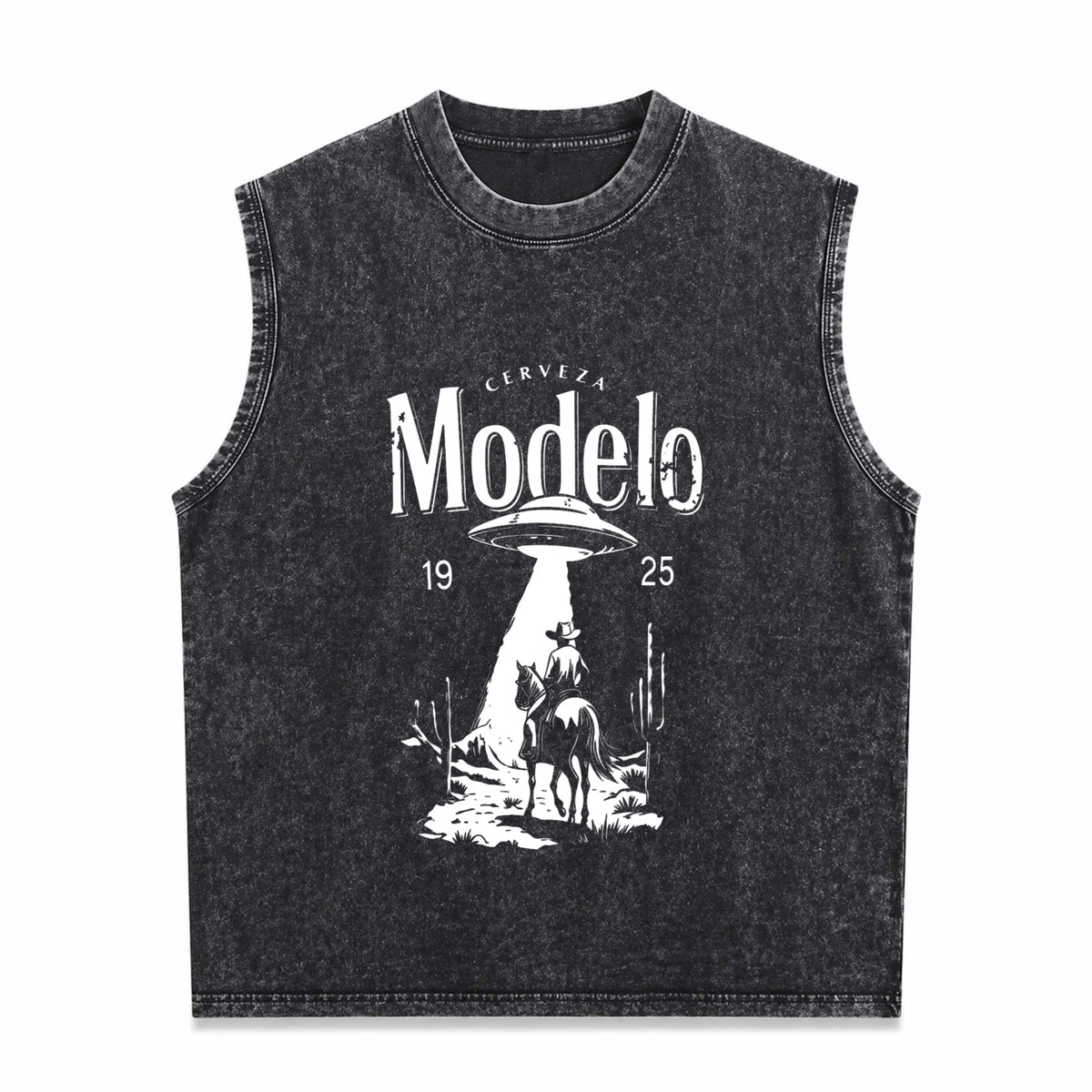 It's Time for a Beer! Fun Beer Short-sleeved Vintage Washed Tank Top in Black