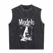 It's Time for a Beer! Fun Beer Short-sleeved Vintage Washed Tank Top in Black