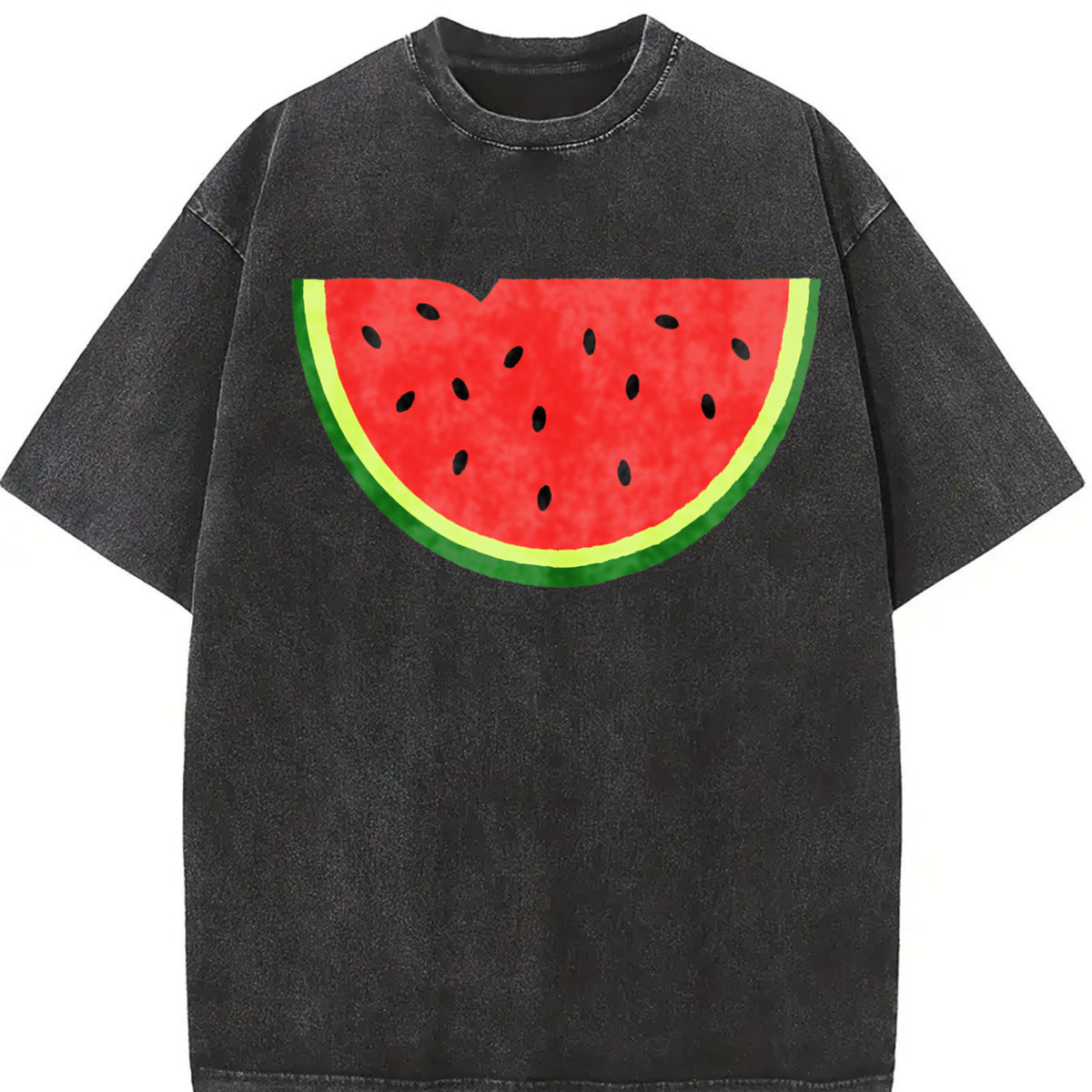 Watermelon Pocket Vintage Washed T-Shirt in Black