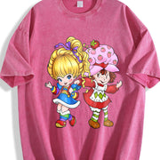 Strawberry Shortcake Friend 80s Cartoon Characters vintage washed oversized T-shirt in Red