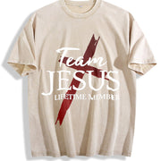 Premium Christian God Faith Lifetime Member Team Jesus Vintage Washed T-Shirt in Beige