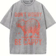 Retro Capybara 90s Vintage Washed T-Shirt in Gray