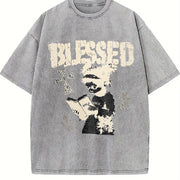 Praying Kid Tank Religious Sleeveless Muscle Vintage Washed T-Shirt in Gray