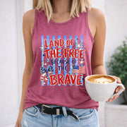 Land of the Free Because of the Brave Women's Color Cotton Tank Top in Red