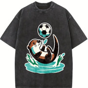 Soccer Otter Vintage Washed T-Shirt in Black