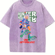 Gon HXH Wild Hunter Boy – with Green Aura Fighter vintage washed oversized T-shirt in Purple
