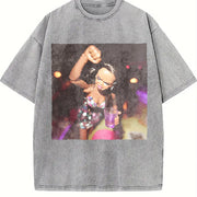Party Glam Doll Dancing Vintage Washed T-Shirt in Gray