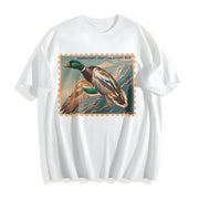 Waterfowl Stamp Art Cotton T-Shirt in White