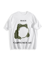 Rage Consumes Me Frog Cotton T-Shirt in White
