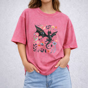 Abraxos Flower vintage washed oversized T-shirt in Red