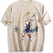 Anthony Howling Wolves Dunk vintage washed oversized T-shirt in Beige