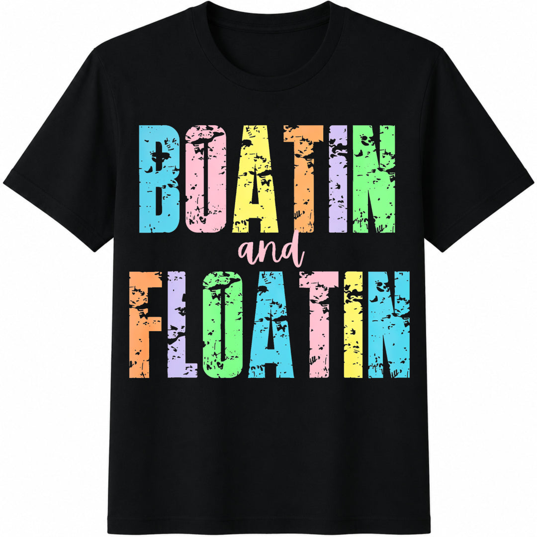 Boatin and Floatin Cotton T-Shirt in Black