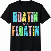 Boatin and Floatin Cotton T-Shirt in Black