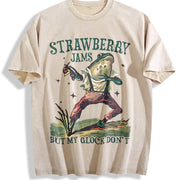 Strawberry Jams but My Don't Vintage Washed T-Shirt in Beige