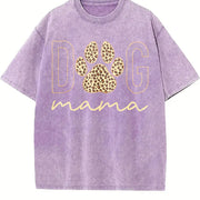 Dog Mama vintage washed oversized T-shirt in Purple