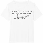 Land of the Free Patriotic: 4th of July Cotton T-Shirt in White