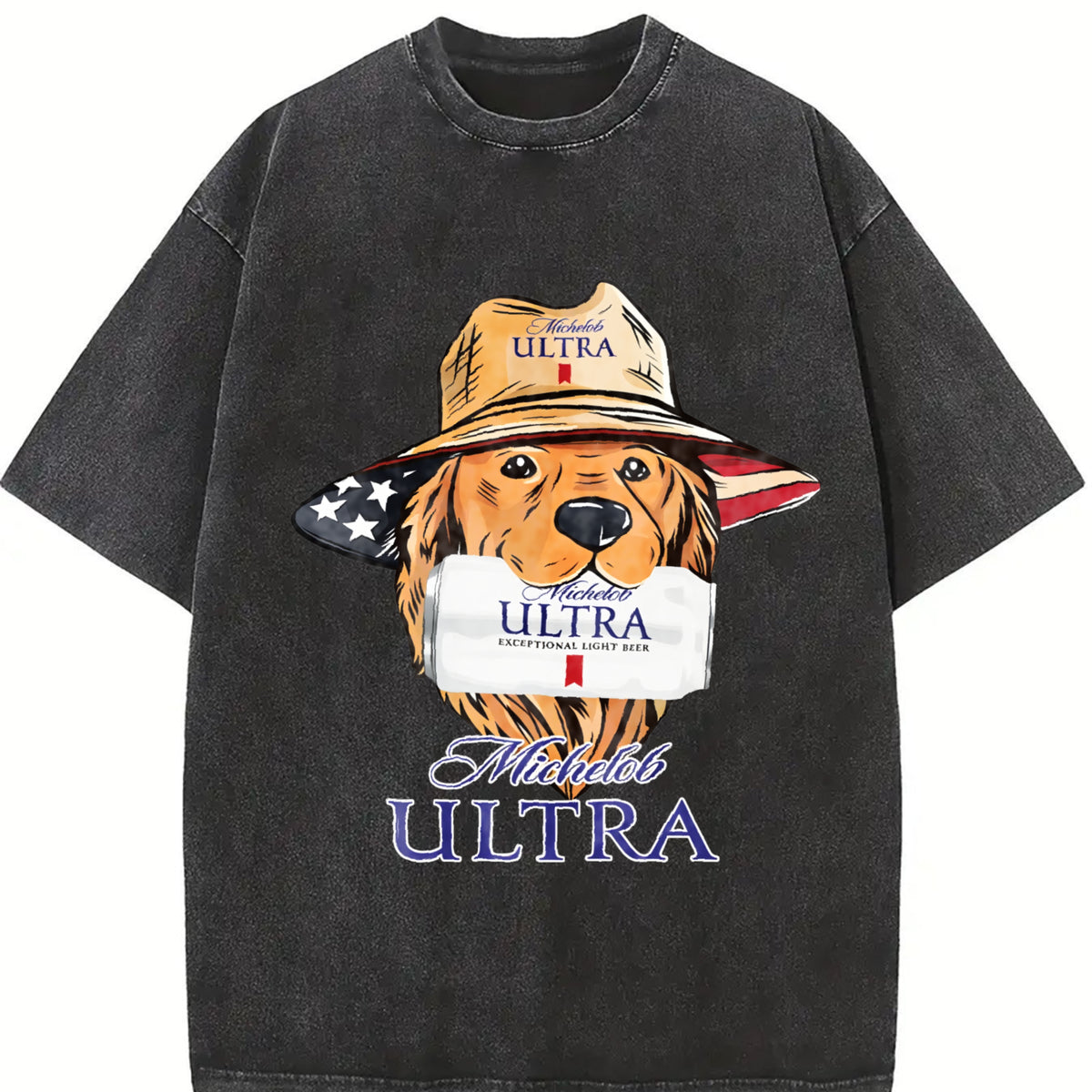 Michelob Ultra American Dog Vintage Washed T-Shirt in Black