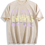 Katseye Kpop Beautiful Chaos Vintage Washed T-Shirt in Beige