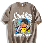 Stockholm Heaven Sent Vintage Washed T-Shirt in Brown