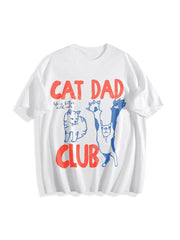 Cat Dad Cat Lover Cotton T-Shirt in White