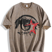 Big Eye Gothic Grunge Y2k Emo Scene Amity Affliction Vintage Washed T-Shirt in Brown
