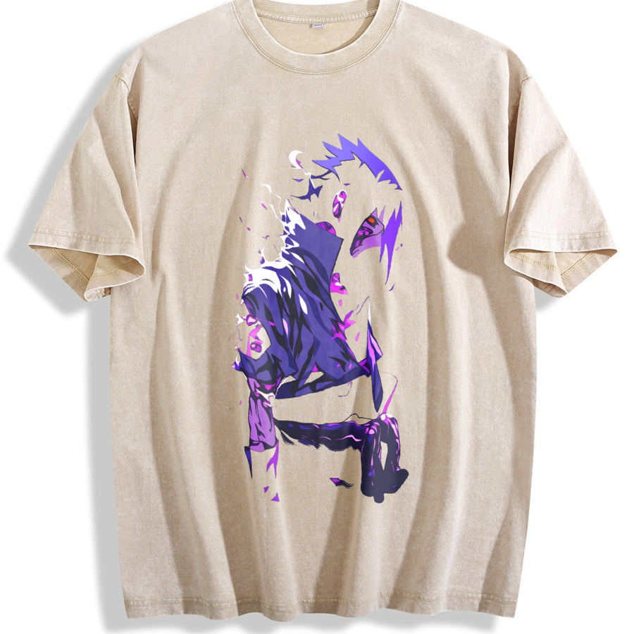 Sasuke Anime - Stylish for True Naruto Fans for Vibes vintage washed oversized T-shirt in Beige