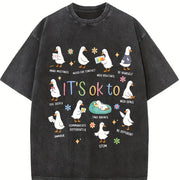 It's OK to Be Different Autism Goose vintage washed oversized T-shirt in Black