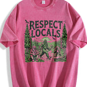 Retro Big Foot Respect Locals 90s Vintage Washed T-Shirt in Red