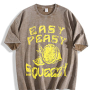 Easy Peasy Lemon Squeezy Vintage Washed T-Shirt in Brown