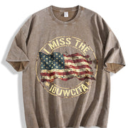 I Miss the American Flag Vintage Washed T-Shirt in Brown