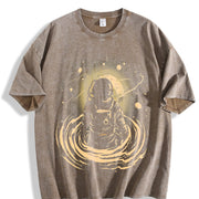 Retro Astronaut in the Space Vintage Washed T-Shirt in Brown