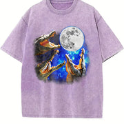 Three Crocodile Moon 90s Vintage Washed T-Shirt in Purple