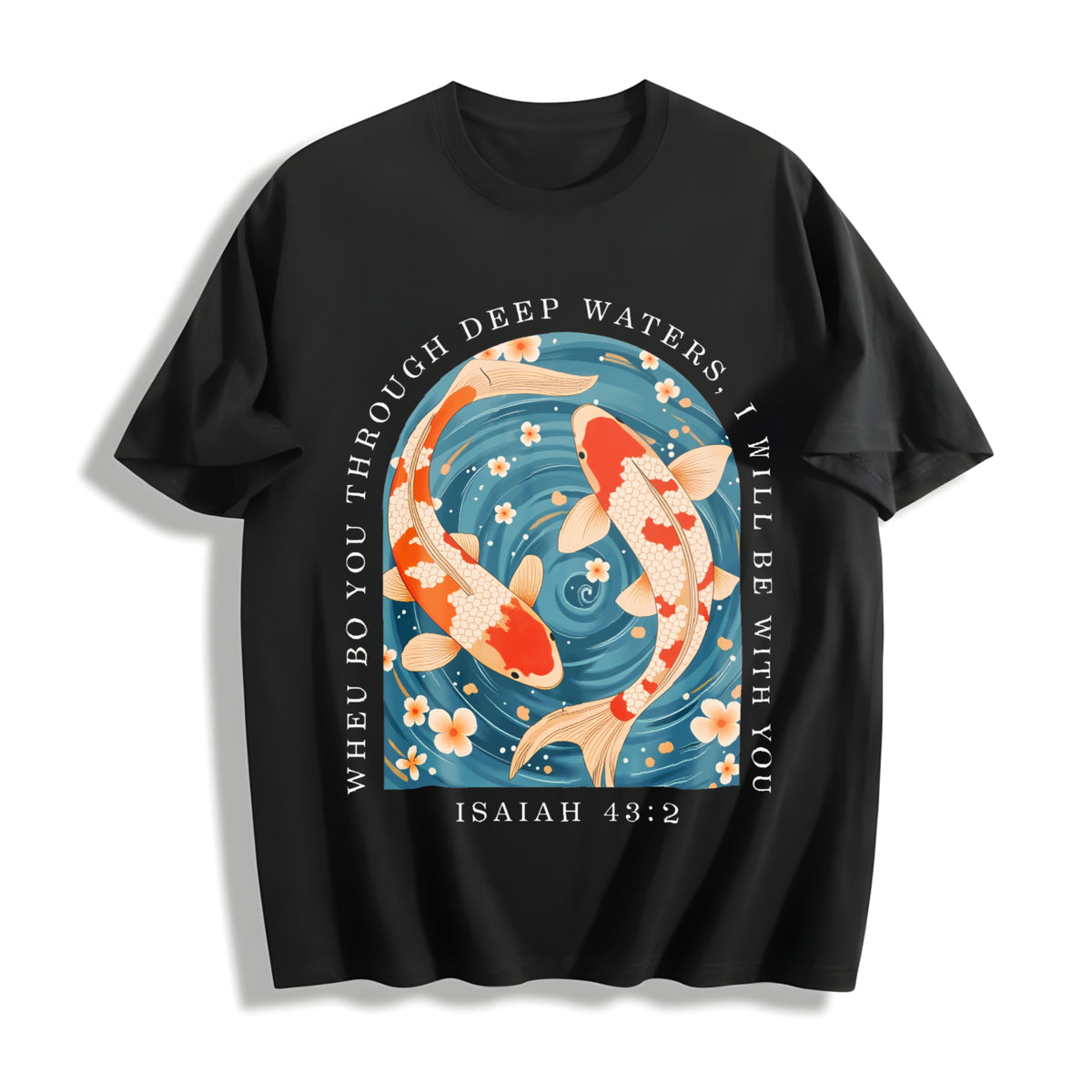 Christian Koi Patterned Cotton T-Shirt in Black