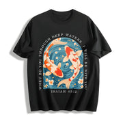 Christian Koi Patterned Cotton T-Shirt in Black