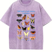 Lepidoptera Field Guide 90s Vintage Washed T-Shirt in Purple