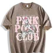 Chappell Roan Pink Pony Club Vintage Washed T-Shirt in Brown