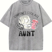 A and Unique Auntie Vintage Washed T-Shirt in Gray