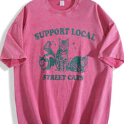 Support Local Street Cats 90s Vintage Washed T-Shirt in Red