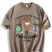 I Survived 100 Days Vintage Washed T-Shirt in Brown