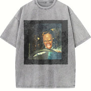 Angry Glam Doll Driving Vintage Washed T-Shirt in Gray