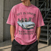 We're Going to Therapy Vintage Washed T-Shirt in Red