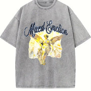 Mixed Emotion Angels Vintage Washed T-Shirt in Gray