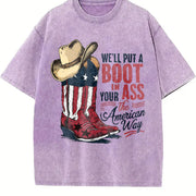 Courtesy of the Red White and Blue In 4th of July vintage washed oversized T-shirt in Purple